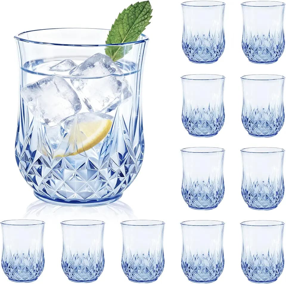 12 Pack Plastic Stemless Wine Glasses, 12oz Unbreakable Wine Cups