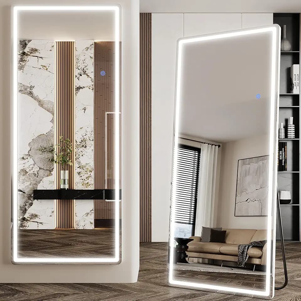 Antok 71"x28" LED Full Length Mirror, Lighted Floor Mirror, Rect