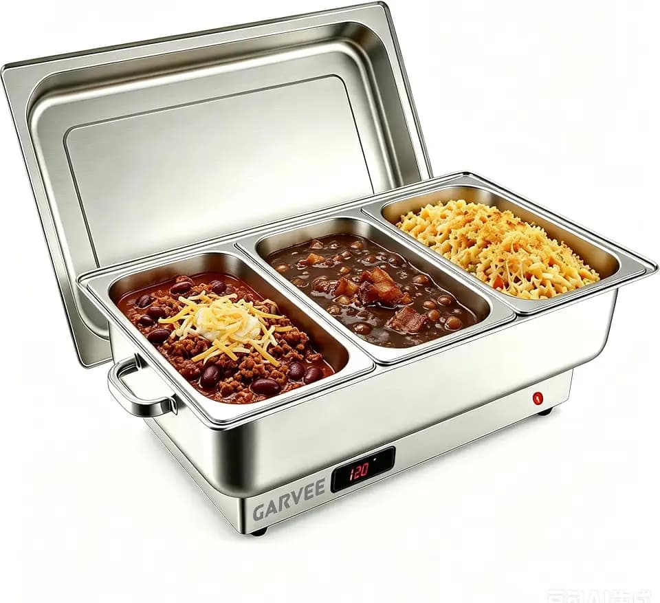 Garvee Electric Chafing Dish Buffet Set, 3 × 3 QT Food Warmer