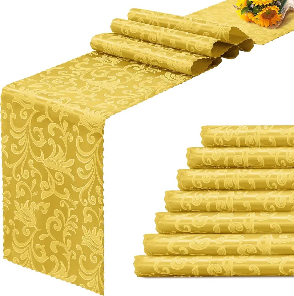 RUDONG M Gold Satin Table Runners, 12 x 108 Inch, 12 Pack