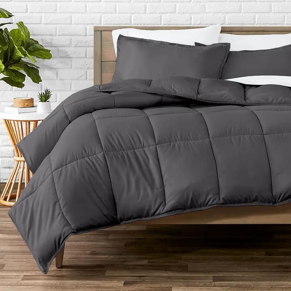 Bare Home Queen Comforter Set - 1800 Ultra Soft (Queen, Forged Iron Grey)