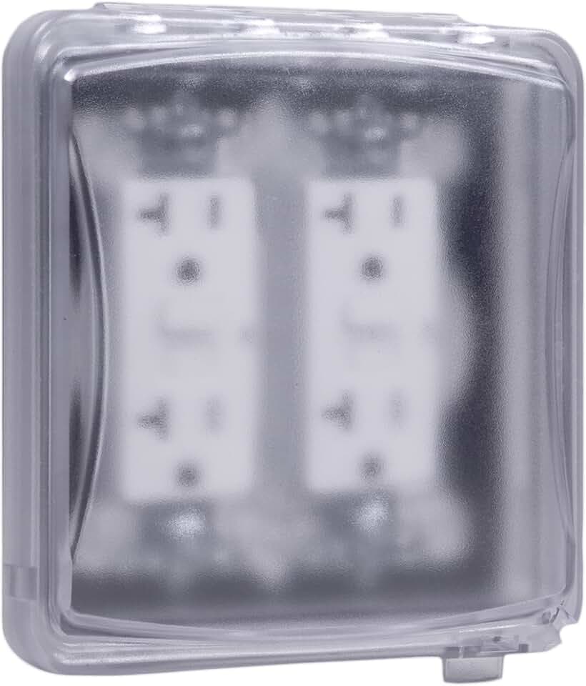 TayMac MM1410C 55-in-1 Configurations 2-Gang, Vertical Weatherproof Plastic Flat Cover, Clear