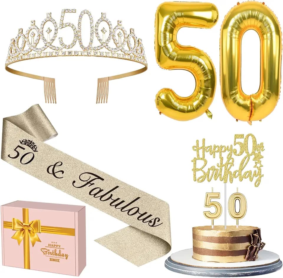 YeohJoy Gold 50th Birthday Decorations for Women