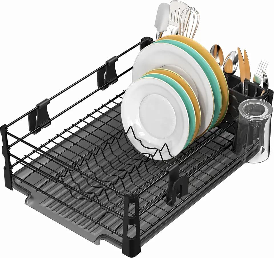 Simple Houseware Dish Drying Rack, Black