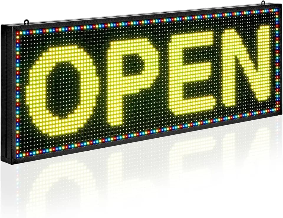 VEVOR Programmable LED Sign, P10 Full Color Flexible Digital Scrolling Panel, DIY Custom Text Pattern GIF Display Board, Bluetooth APP Control Message Shop Sign for Store Business Advertising (40x14 in)