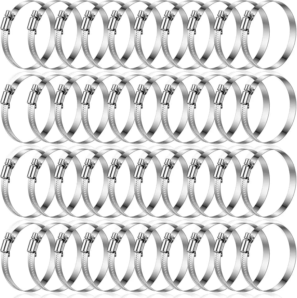 40 Pcs 3 inch Hose Clamp Adjustable Stainless Steel Hose Clamps Worm Gear Clamps Adjustable 72-95mm Range, Worm Drive Clamp for Automotive, Water Pipe, Hoses Clip
