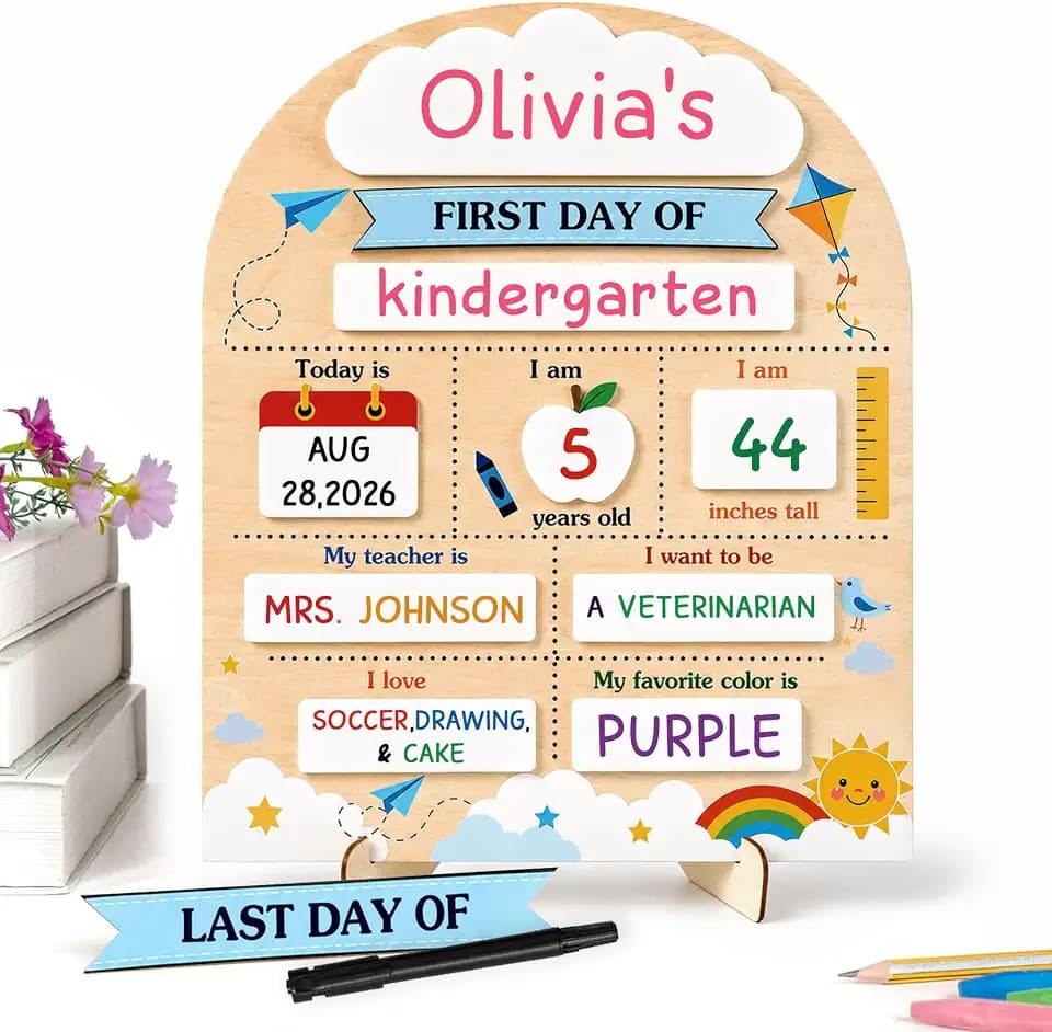 Devory 12"x10" First & Last Day of School Dry Erase Sign with Plaques