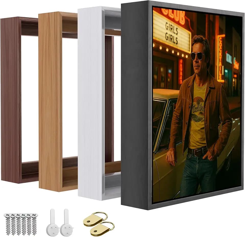 ART Floating Canvas Frame for 1"–1.25" Deep Gallery-Wrapped Canvas, Wood-Look Floater Frame for Stretched Canvas Prints & Wall, Black, 18" x 24"