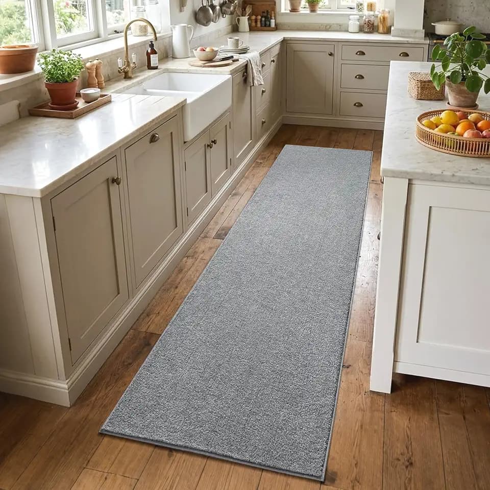 2x6 Grey Runner Rug Washable Non-Slip Soft for Kitchen Hallway Bathroom