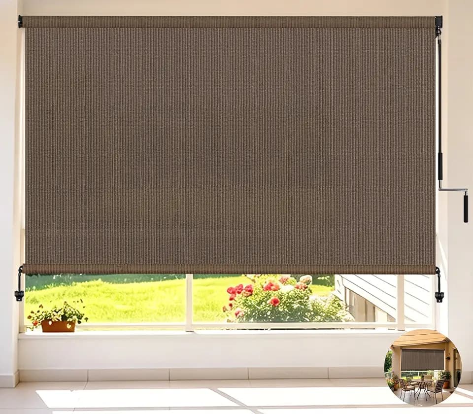 Cordless Sun Shades Outdoor Patio Roller Up Blinds for Porch 72" W x 72" H