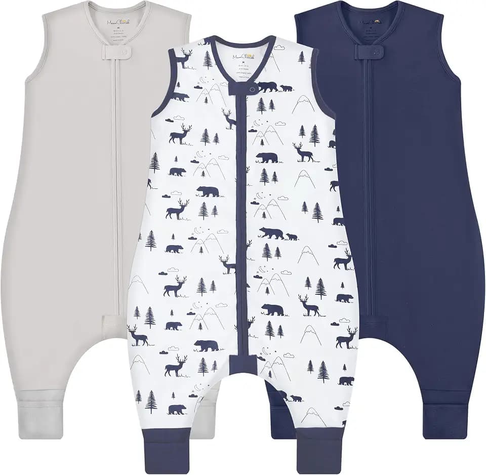 Organic Cotton Toddler Sleep Sack with Feet 0.5 TOG Wearable Blanket 3-Pack