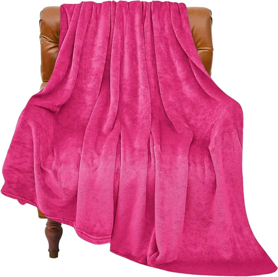 BEDELITE Fleece Blanket Soft Plush Twin Size Blanket Hot Pink 60"x80"
