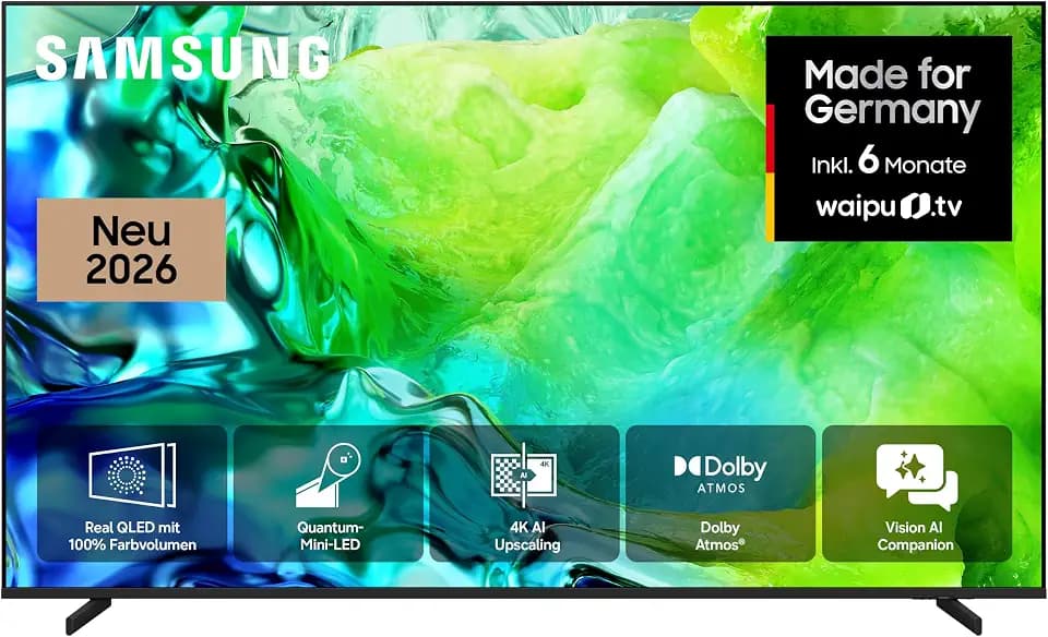 Samsung Neo QLED QN80H 4K 50 Zoll (125 cm), UHD Fernseher, Quantum-Mini-LED für ultrafeine Kontraste, 4K AI Upscaling, Adaptive Sound Pro, Gaming Hub, AI Companion für Deine Fragen, AI Gen 2 Smart TV