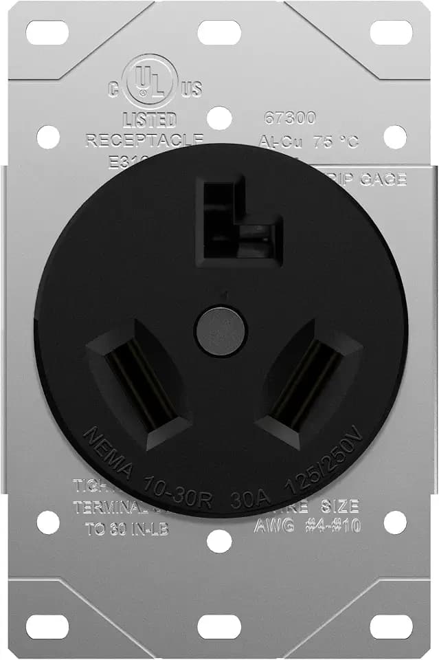 ENERLITES 30A Dryer Outlet, NEMA 10-30R, 125/250V, Black