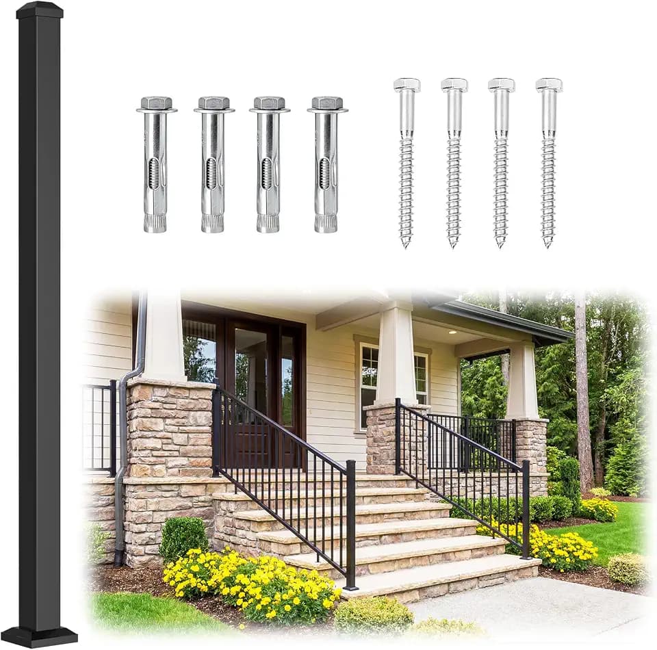 43 in. H x 2 in. W Aluminum Deck Railing Post for Stair Railing