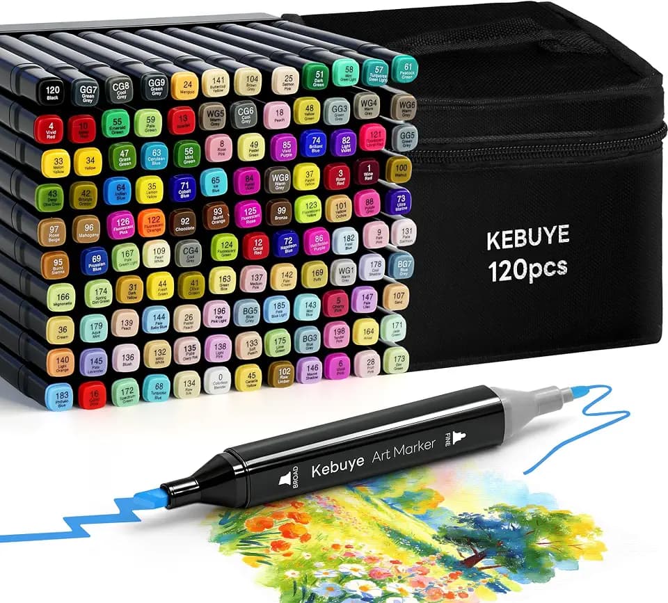 120 Colors Alcohol Markers Set - Dual Tips Blender Art Markers for Drawing