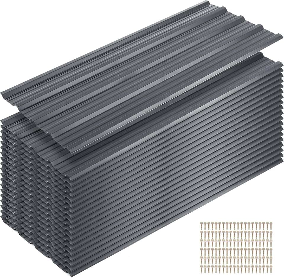 Yaocom 20 Pack Galvanized Steel Roof Panels, 106 Sq. ft Coverage, Weather Resistant, Ideal for Barn, Workshop, Shed & Utility Buildings (Gray)