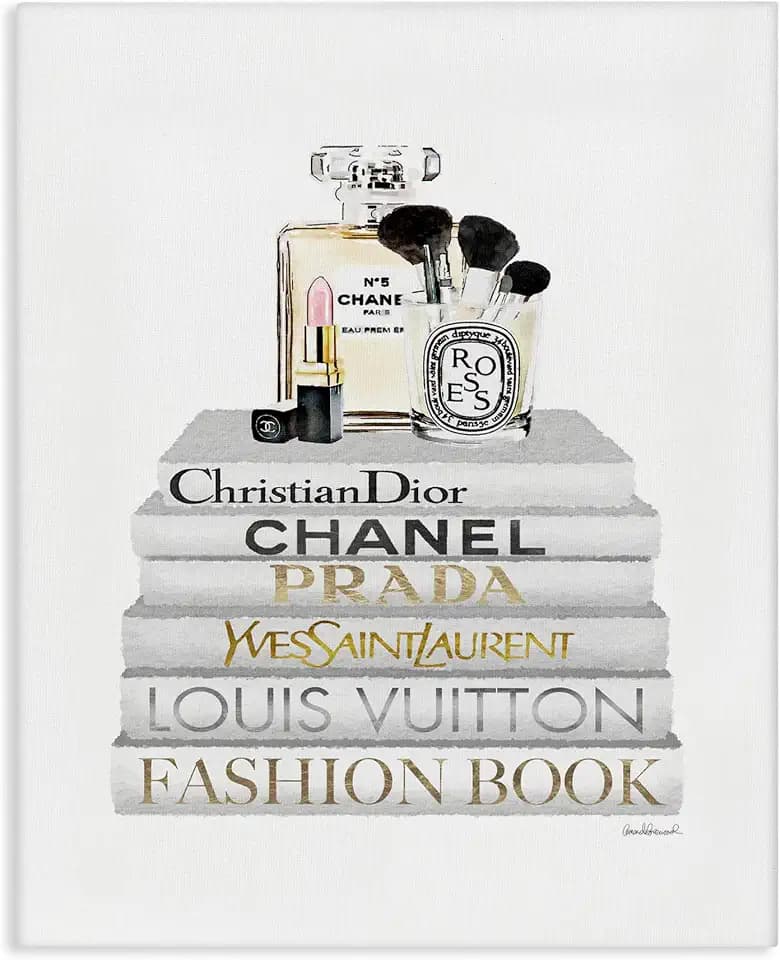 Bookstack Makeup Glam Still Life, 24 x 30 Inch Canvas Wall Art