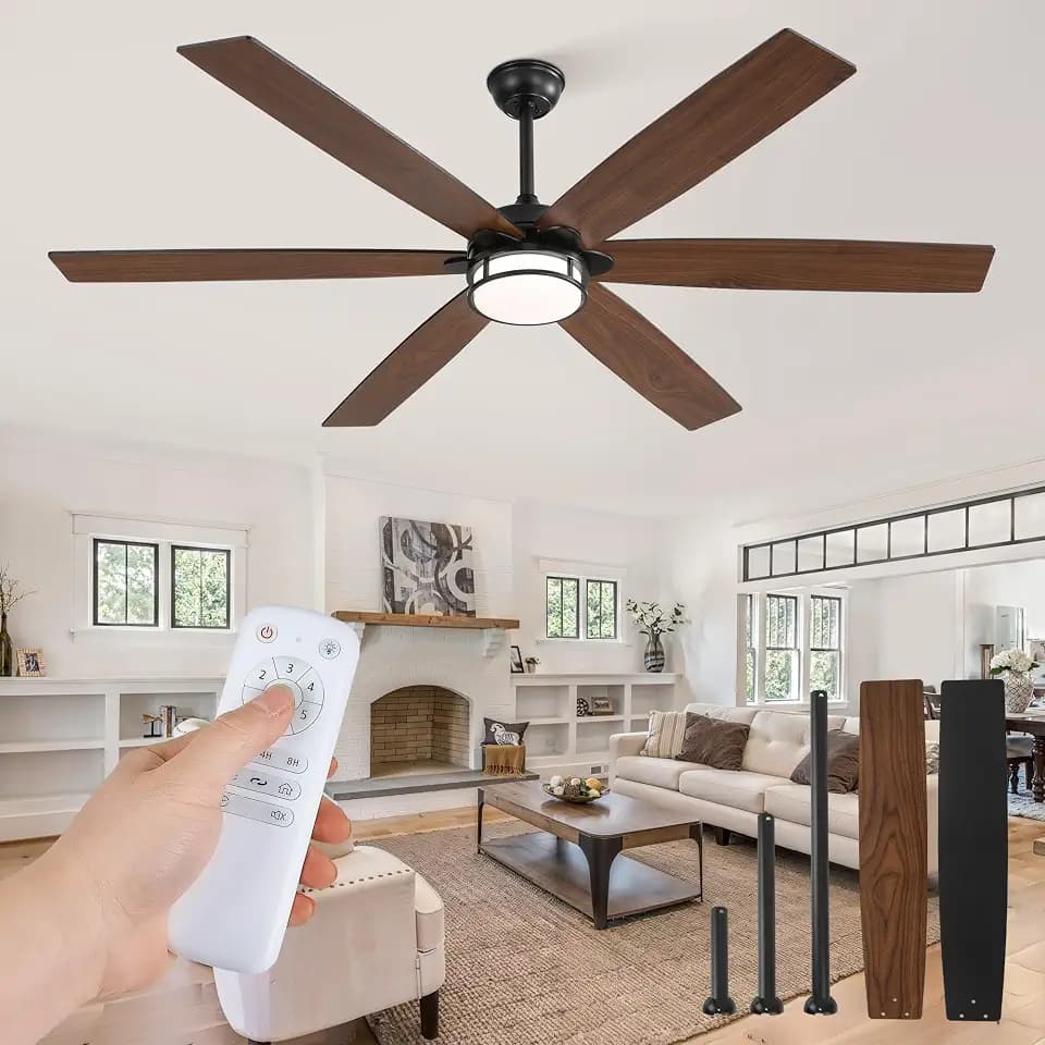 Fanbulous 65 Inch Large Ceiling Fans with Lights and Remote, Black&Brown
