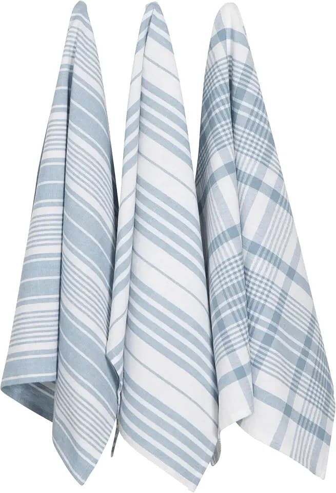 Now Designs Jumbo Woven Cotton Kitchen Towels Slate Blue, Set of 3