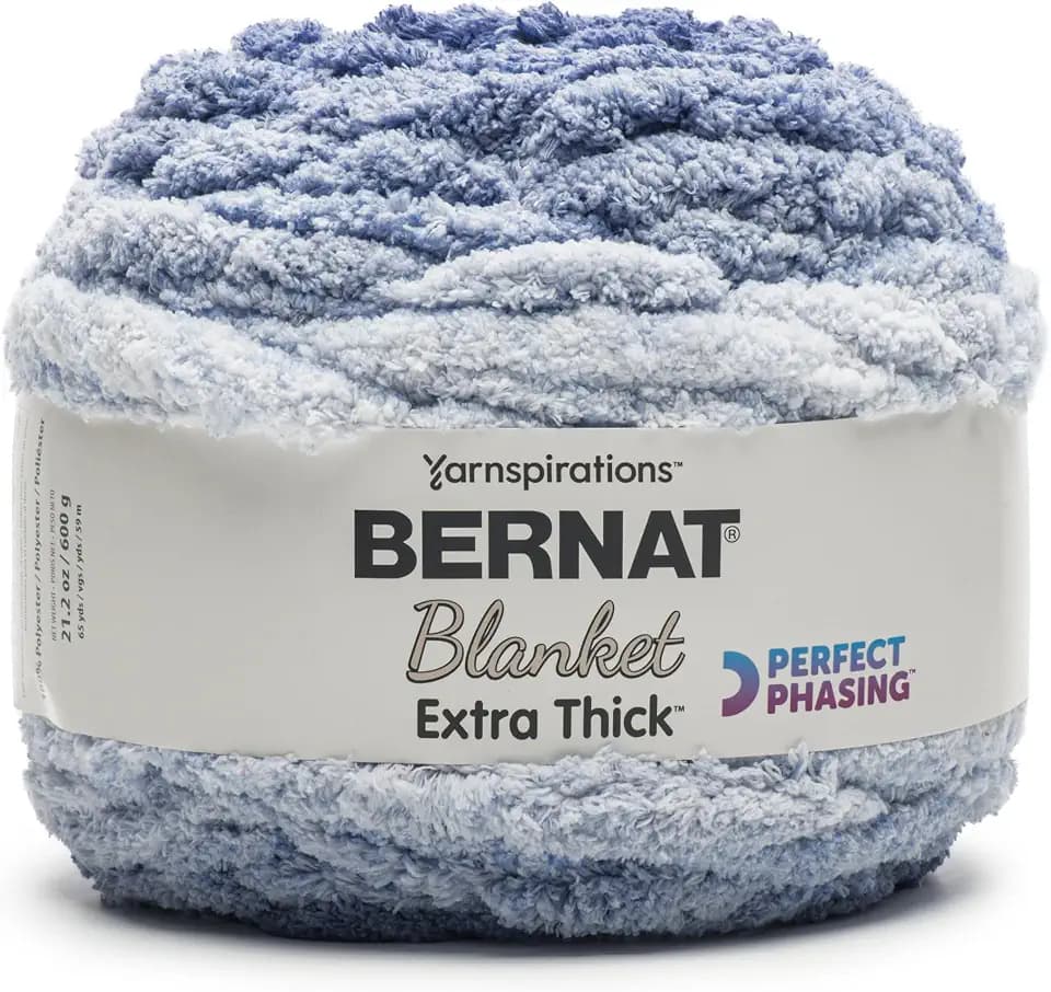 Bernat Blanket Extra Thick Perfect Phasing Chunky Yarn, Deep Navy