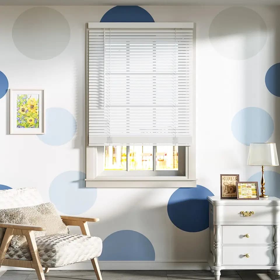 SZXIMU 1" Cordless Light Filtering Window Blinds, 25" W x 64" H White