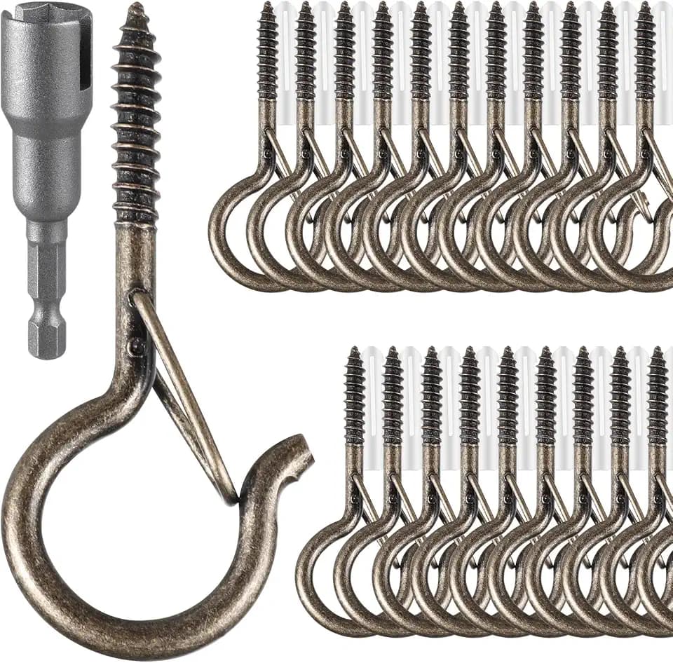 50 PCS Screw Hooks for Outdoor String Lights, Q Hangers String Light Hooks