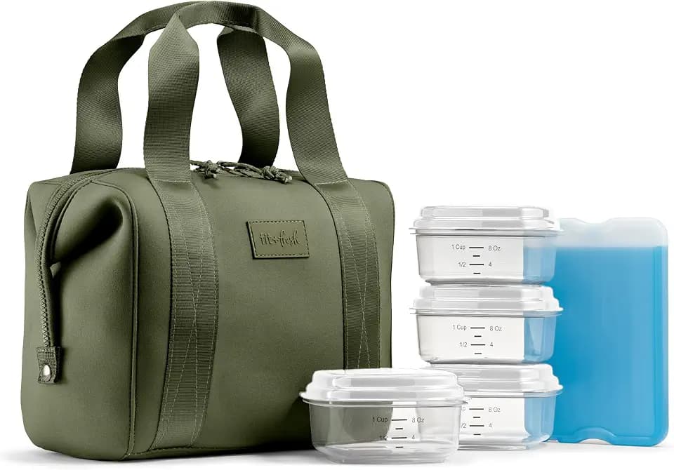 Fit & Fresh Remi Neoprene Lunch Bag for Women w/Ice Pack & Containers