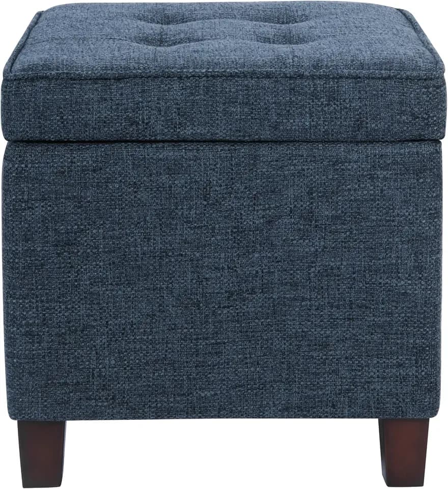 HomePop 18" Square Tufted Storage Ottoman - Dusty Navy