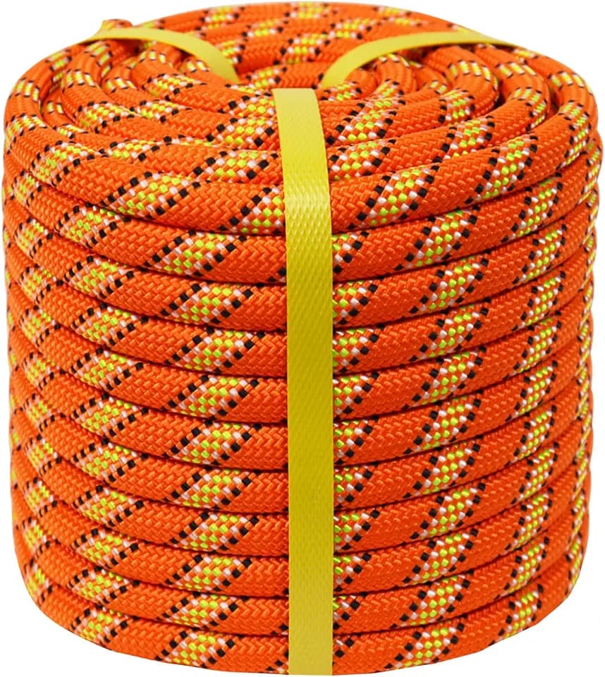 1/2 in x 200 ft Double Braid Polyester Arborist Rigging Rope, 48 Strands Heavy Duty Bull Rope for Tree Work, Climbing, Pulling, Logging, Swing, Orange