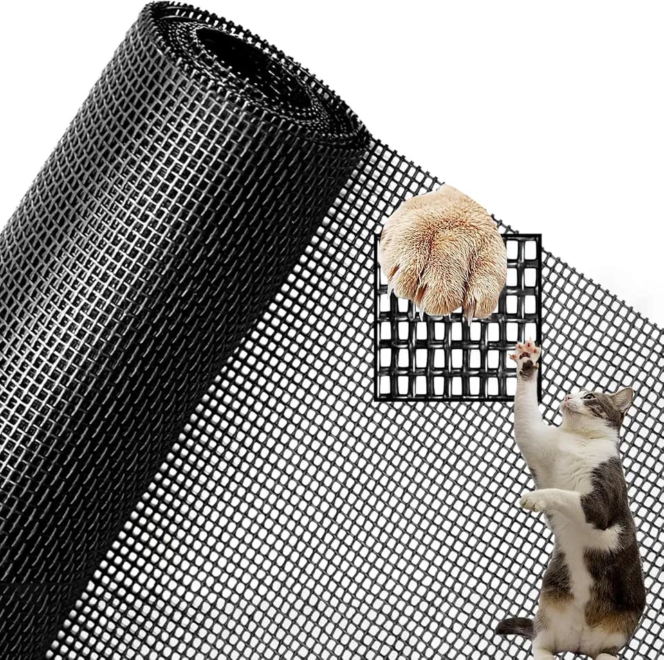 Pet Proof Window Screen Replacement Adjustable Thicken Charcoal Fiberglass Screen Mesh Dog Cat Net for Patio Porch Sliding Door (48"*100")