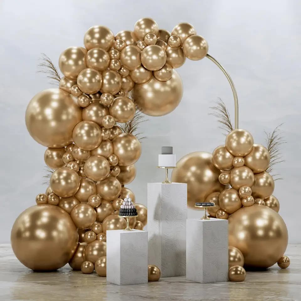 PartyWoo Metallic Gold Balloons 145pcs Chrome Gold Balloons Different Sizes
