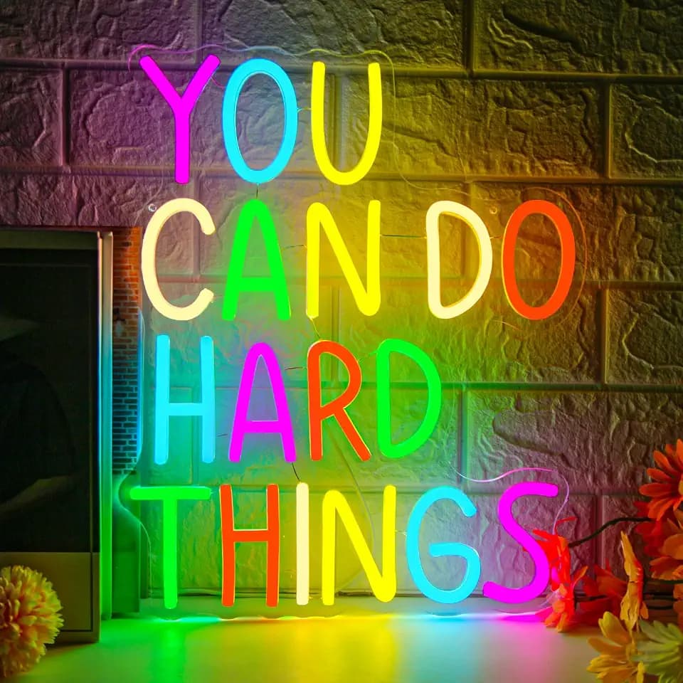 You Can Do Hard Things LED Neon Light Sign for Gym Kids Positive Wall Decor