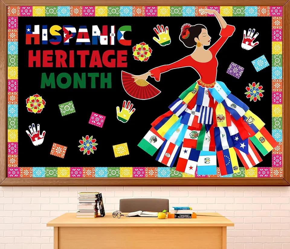 78 Pcs Hispanic Heritage Month Bulletin Board Decorations Sets,Spanish Heritage Month Bulletin Board Decoration with Latin American Flags for Spanish Classroom Door Wall Window Party Supplies