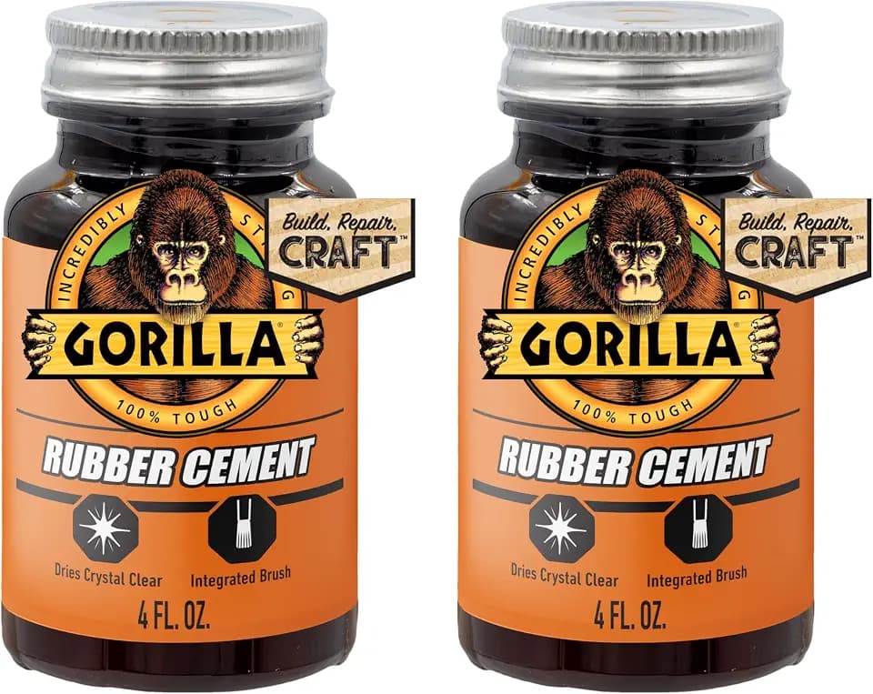 Gorilla Rubber Cement with Brush Applicator, Photo Safe, 4 fl oz, 2-Pack