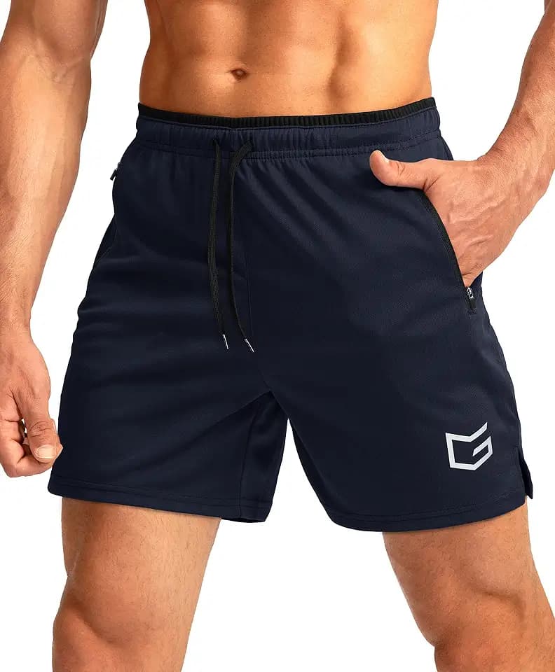 G Gradual Men's Gym Workout Shorts Zipper Pockets 5" / 7" Quick Dry Breathable Runing Athletic Short for Men
