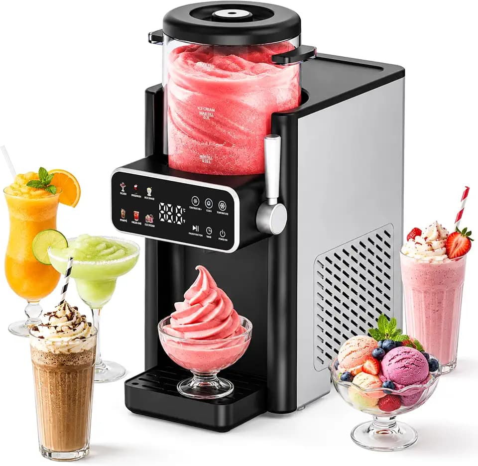 Slushie Machine for Home, Ice Cream Maker, 6 Presets, No Ice Needed, Black