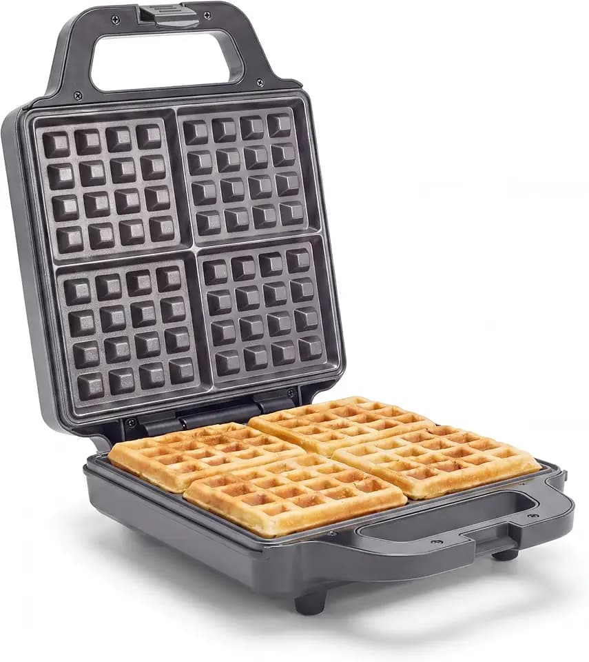 GreenPan Advanced Waffle Maker, 4-Square Belgian & Classic Waffle Maker, PFAS-Free Ceramic Nonstick, Cool-Touch Handle, Overheat Protection, Easy Clean, Graphite