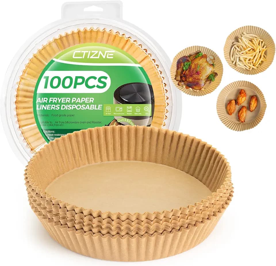 Air Fryer Liners Disposable, 100Pcs Parchment Paper 8" Round for 5-8QT
