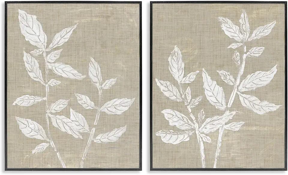 Botanical Textile Floral Pattern, 16 x 20 Inch Framed Giclée Print Set