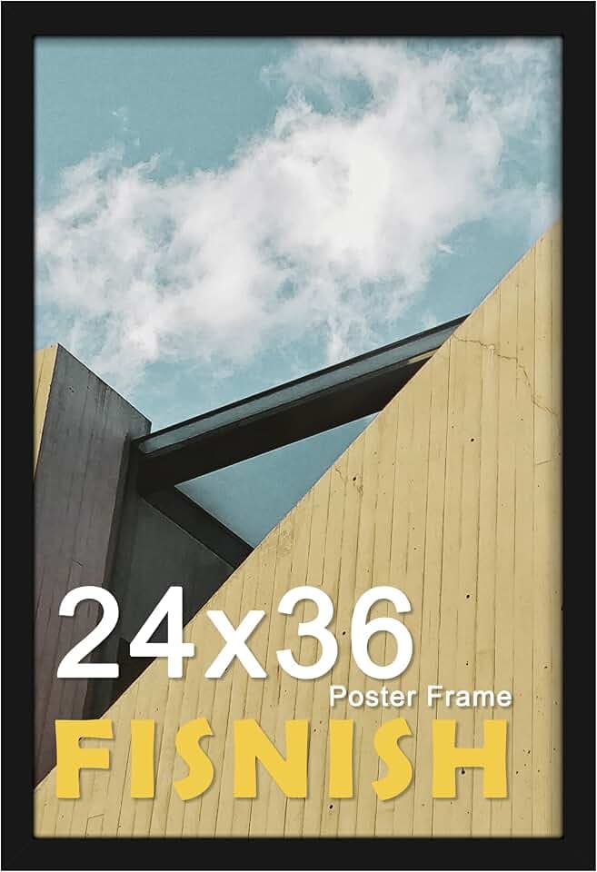 24x36 Poster Frame Black, with Plexiglass and Wall Mounting, 1 Pack