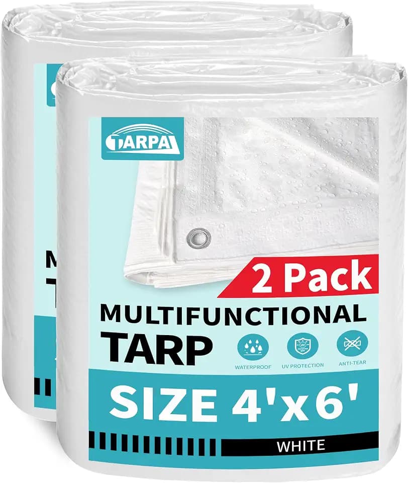 TARPAL 4x6 Feet White Tarp Waterproof(2pack) Small tarps Multipurpose