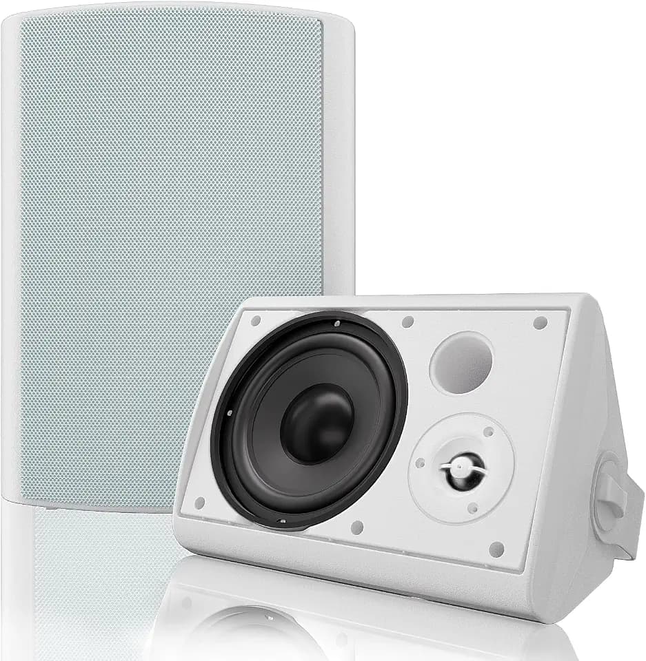 Herdio 6,5 Zoll 400 Watt Bluetooth Outdoor-Lautsprecher Wasserdicht Außenlautsprecher für Garten,Terrasse, Restaurant (Weiß)