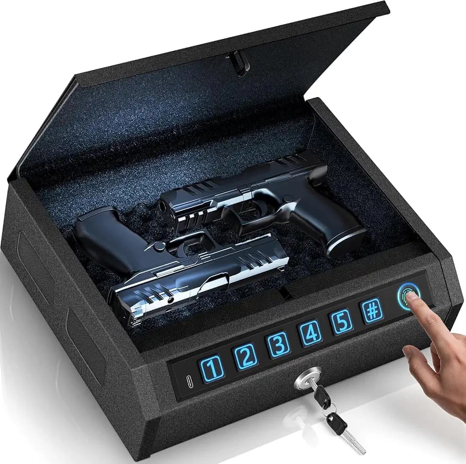 Biometric Gun Safe for Handguns, Pistol Safe Fits 2-3 Handguns