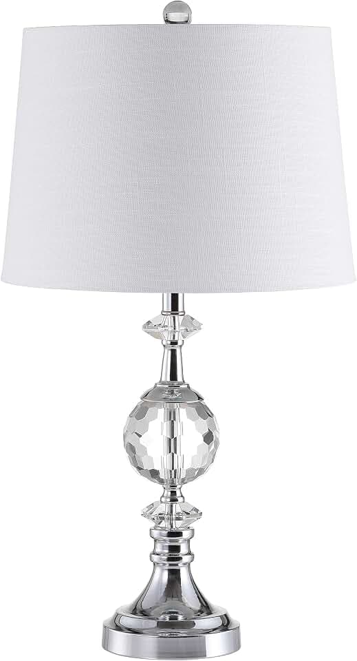 JONATHAN Y Channing Table Lamp 25.5" Crystal and Metal, Clear/Chrome