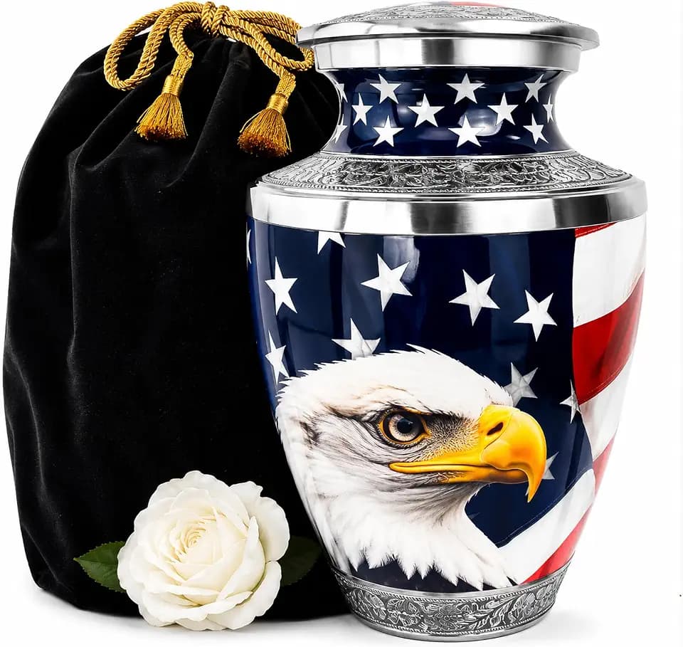 American Eagle Urn for Ashes Adult Male – Large Patriotic Cremation Urns for Human Ashes Adult Man & Women – Memorial Funeral Urn for Home Display, or Burial