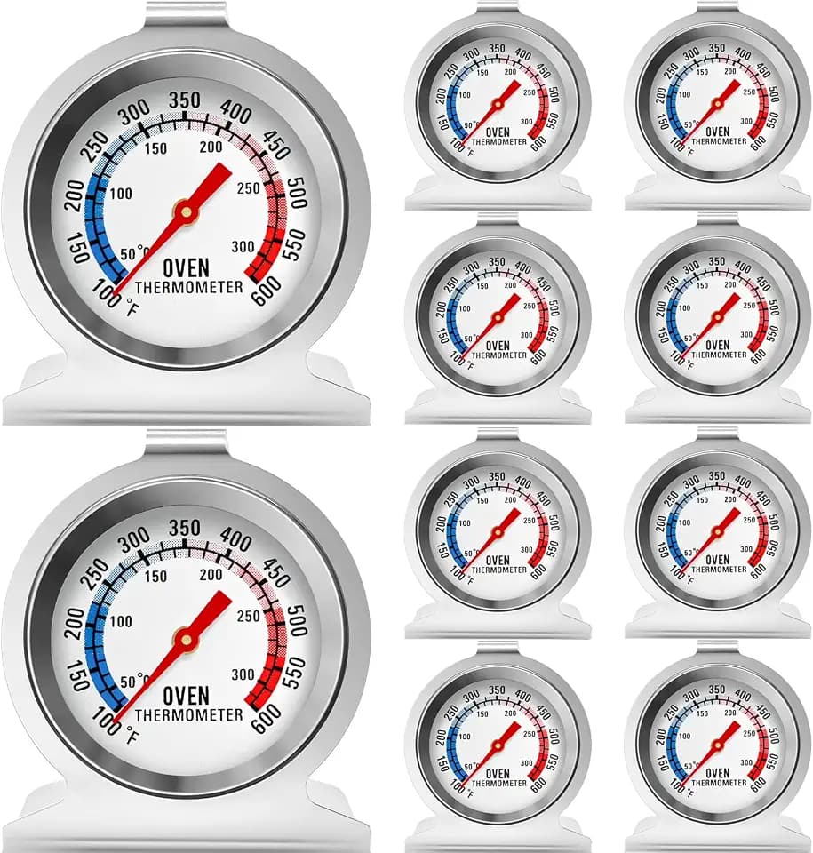 10 Pack Oven Thermometer 50-300°C/100-600°F Stainless Steel Oven Thermometers with Large Dial, Oven Temperature Gauge for BBQ Cooking Baking Grill Smoker
