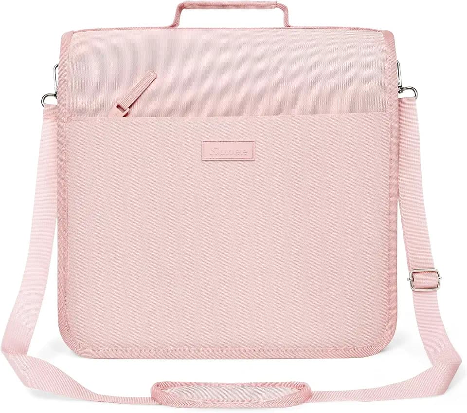 SUNEE Zipper Binder 3 Ring, 3 Inch O-Ring with Handle and Shoulder Strap, 600-Sheet Capacity, Multi-Pockets for Middle School Organizer Binder with Zipper, Pink Lotus