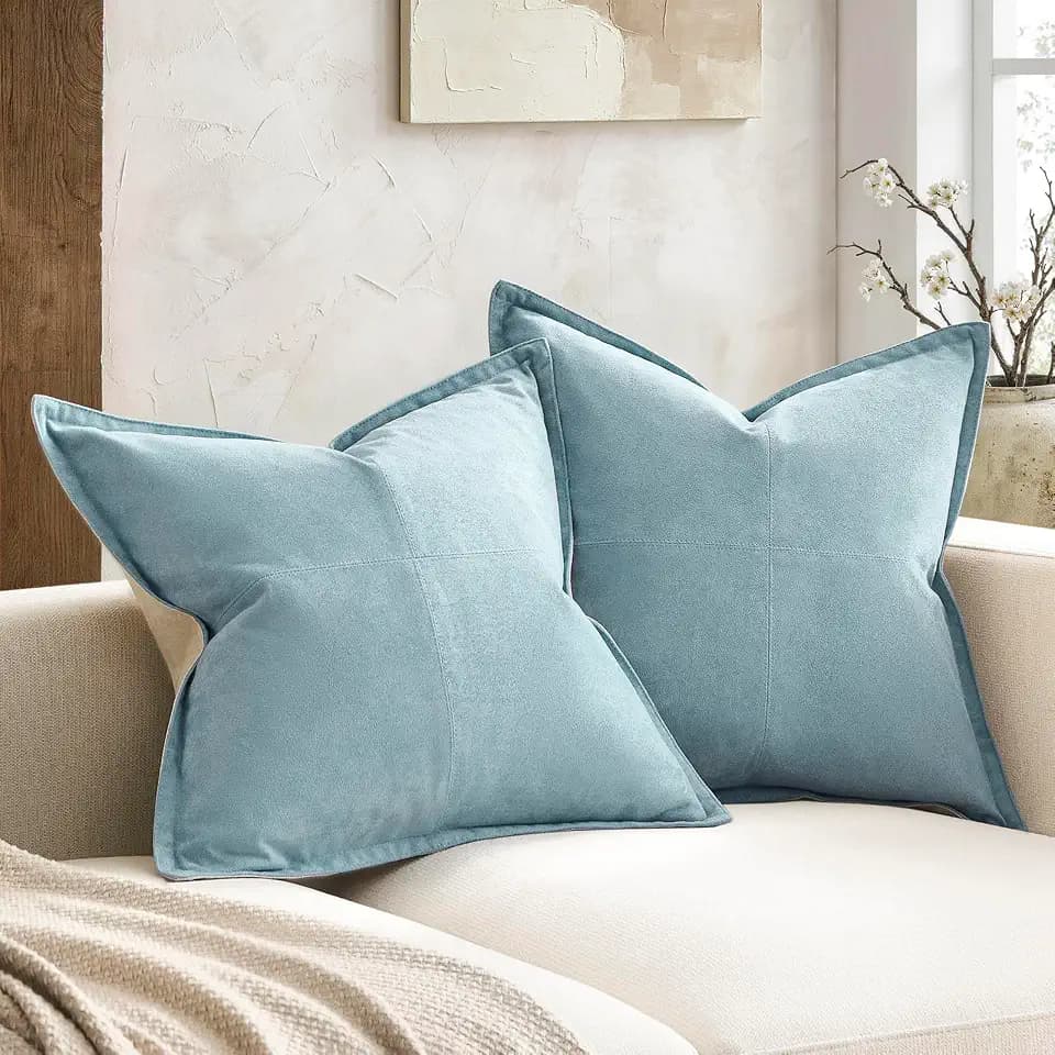 18x18 Pillow Cover Set of 2 Decorative Throw Pillow Covers,Light Blue