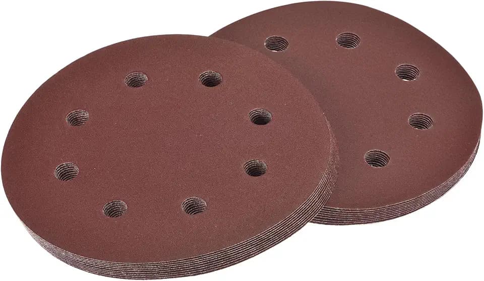 uxcell 7 Inch Hook and Loop Sanding Disc 180/240 Grit Flocking Sandpaper 8 Hole for Random Orbital Sander Paper, 20 Pcs